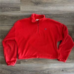 Levi's Women’s Cropped Red Fleece Sweater